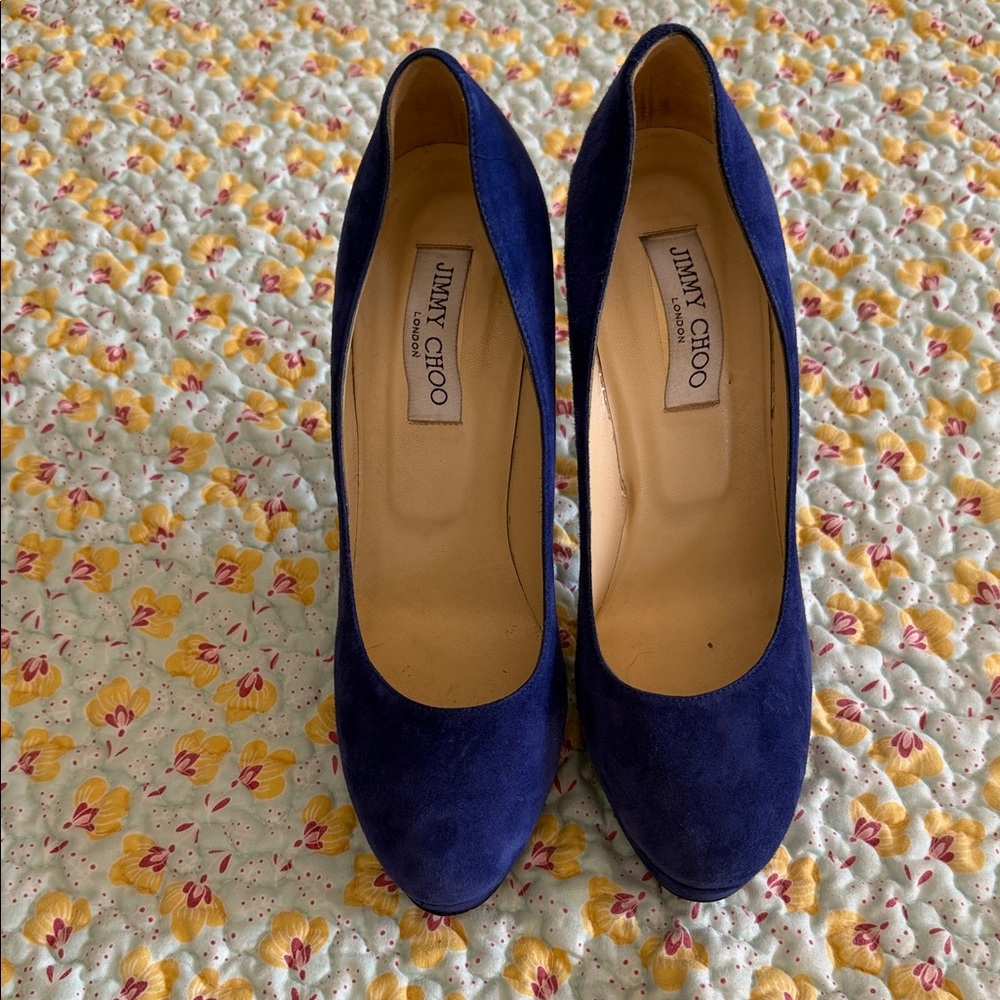 Jimmy Choo Deep Blue Suede Heels